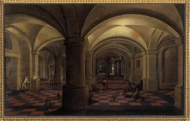 Vaulted interior with figures